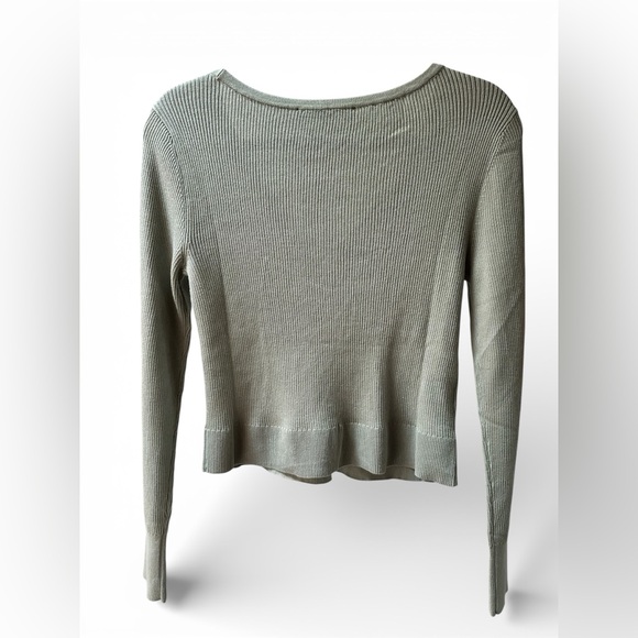 LOFT Versa Ribbed V-Neck Cardigan. NWOT. Sz. M Frosted Sage green. - Picture 3 of 4
